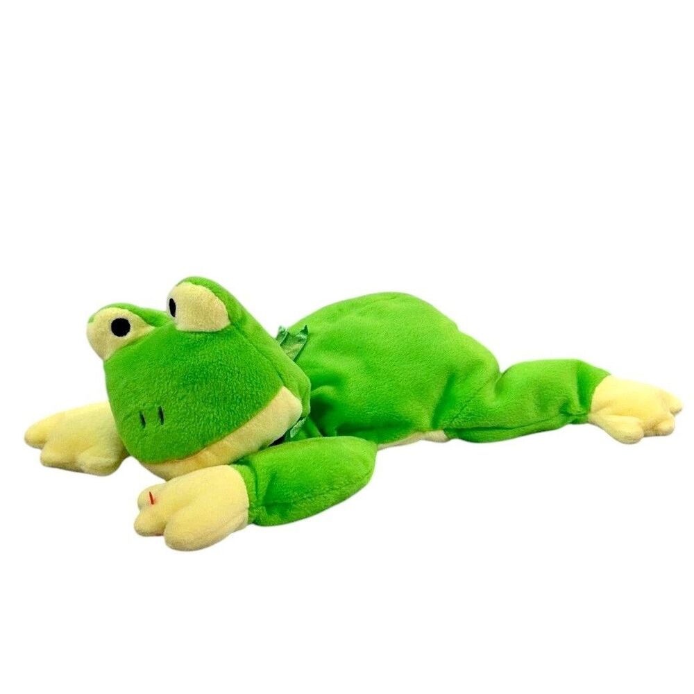 Vintage TY 1996 Pillow Pal Ribbit The Green Frog Plush 12” Stuffed Animal Toy